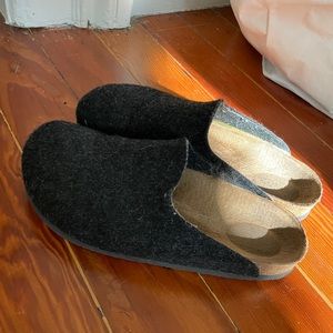 felt slip on birkenstock clogs